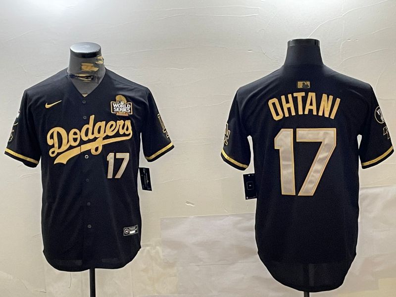 Men Los Angeles Dodgers 17 Ohtani Black Game 2024 Nike MLB Jersey style 1205